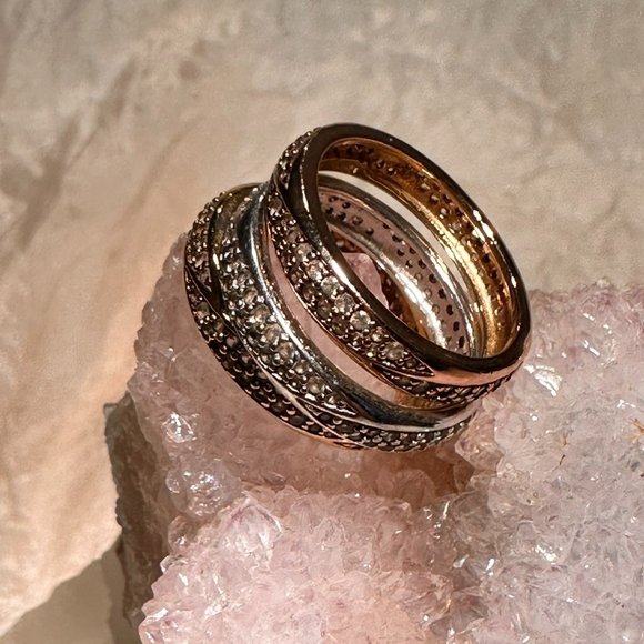 Tri Colour Sterling Silver Stacking Rings - Picture 3 of 3